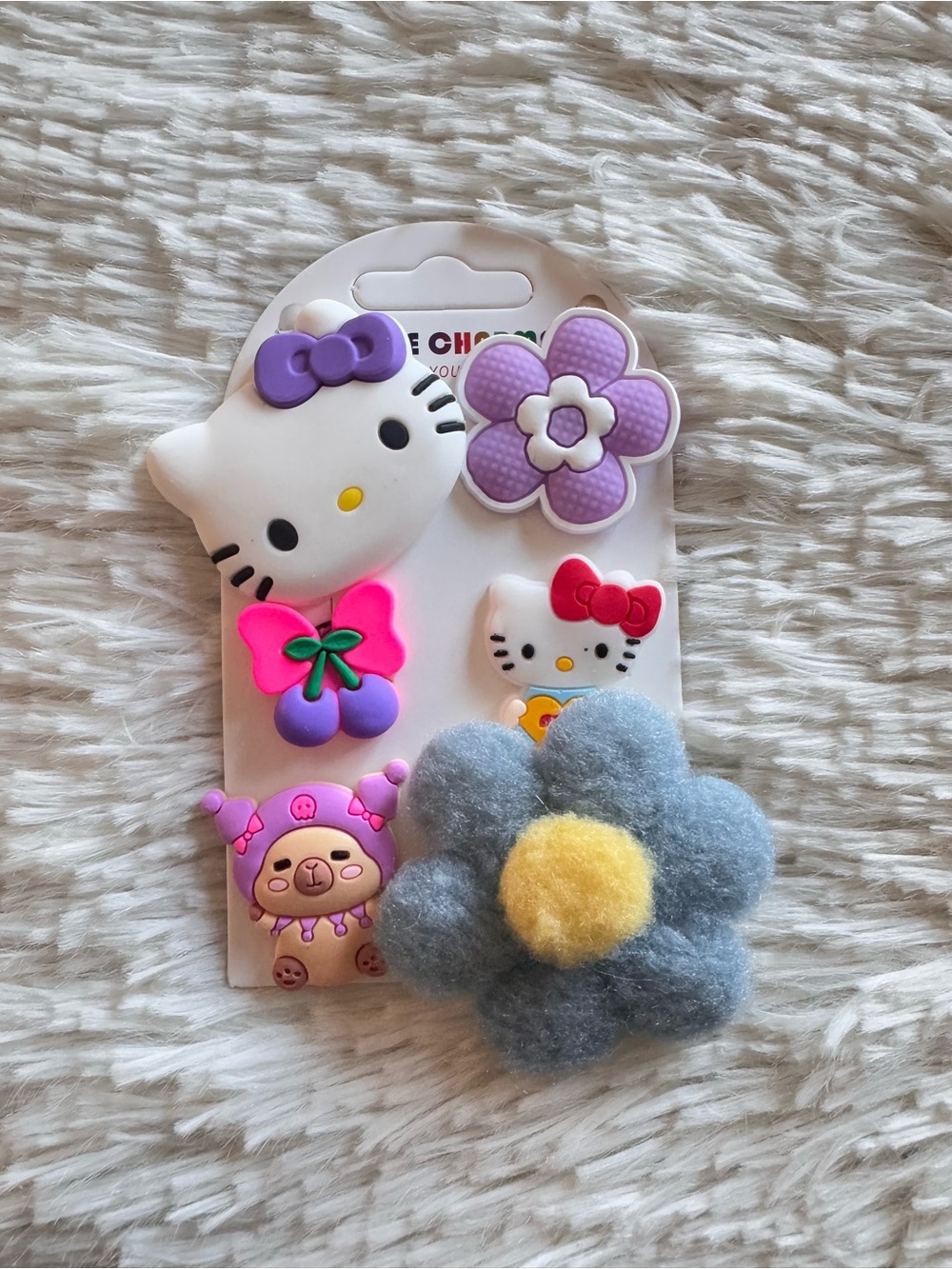 Hello kitty cute purple shoes bags  charms set of 6 kawaii